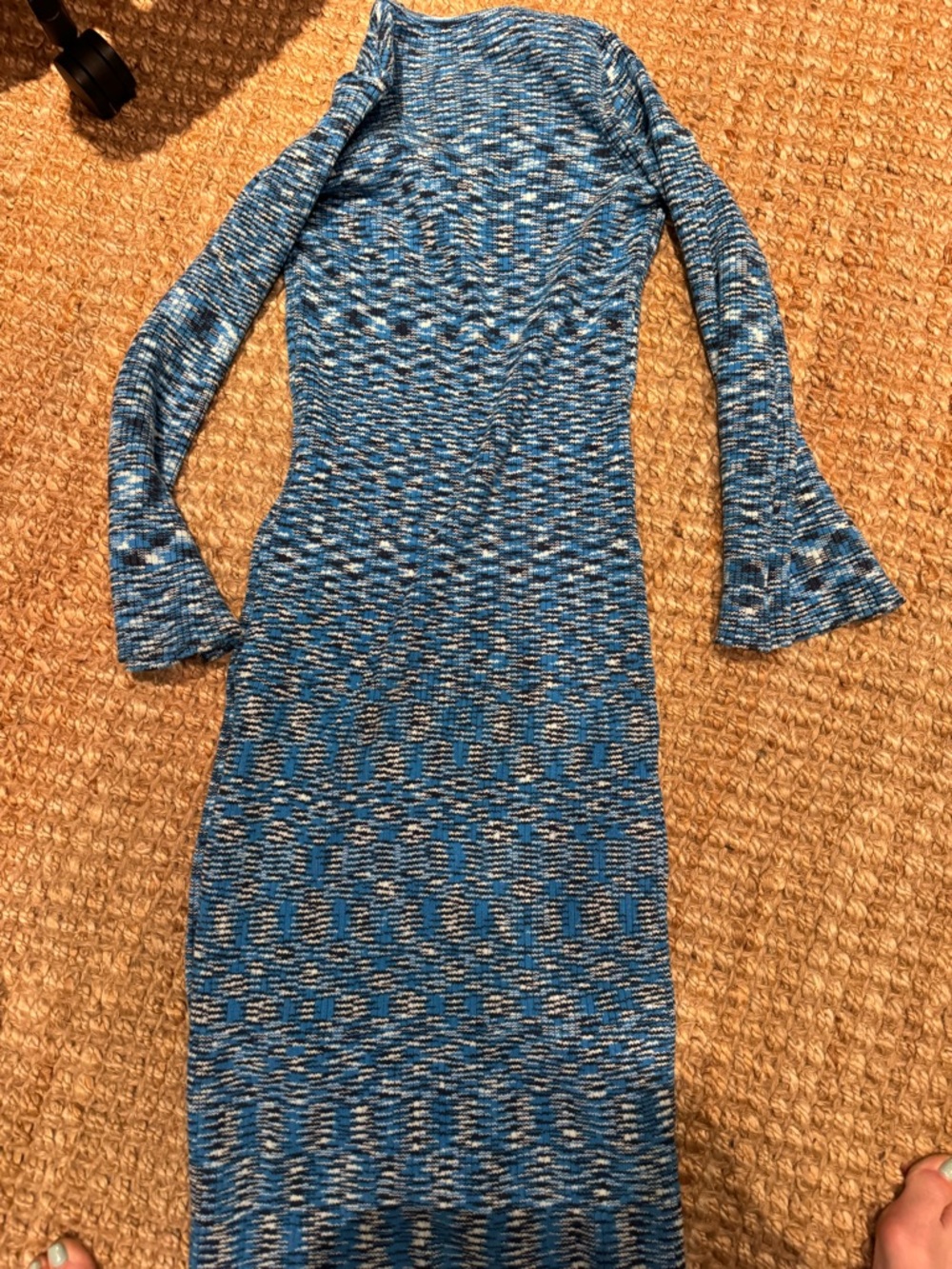 Simon miller Blue Knit Long-Sleeve Midi Dress w bell sleeves - Picture 2 of 5